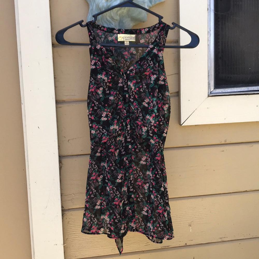 Floral, semi-sheer tank
